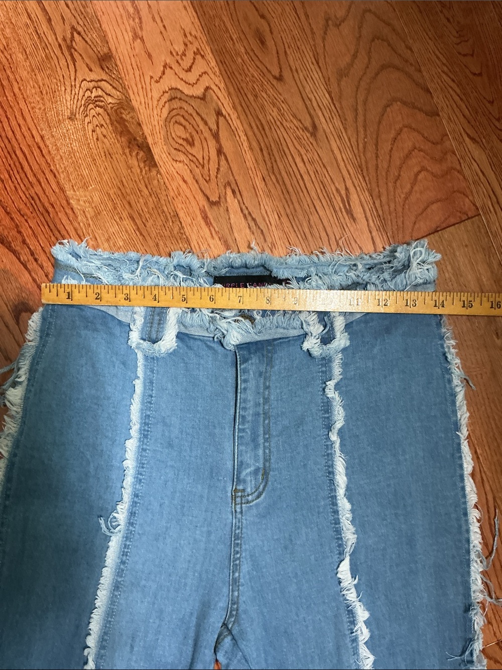 Purple Candy Frayed Denim Flare Jeans - Picture 5 of 8